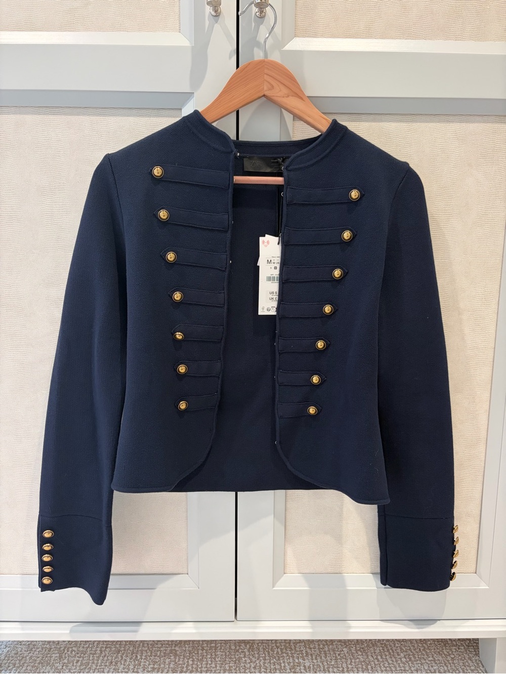ZARA Navy Military-Style Women's Cropped Jacket